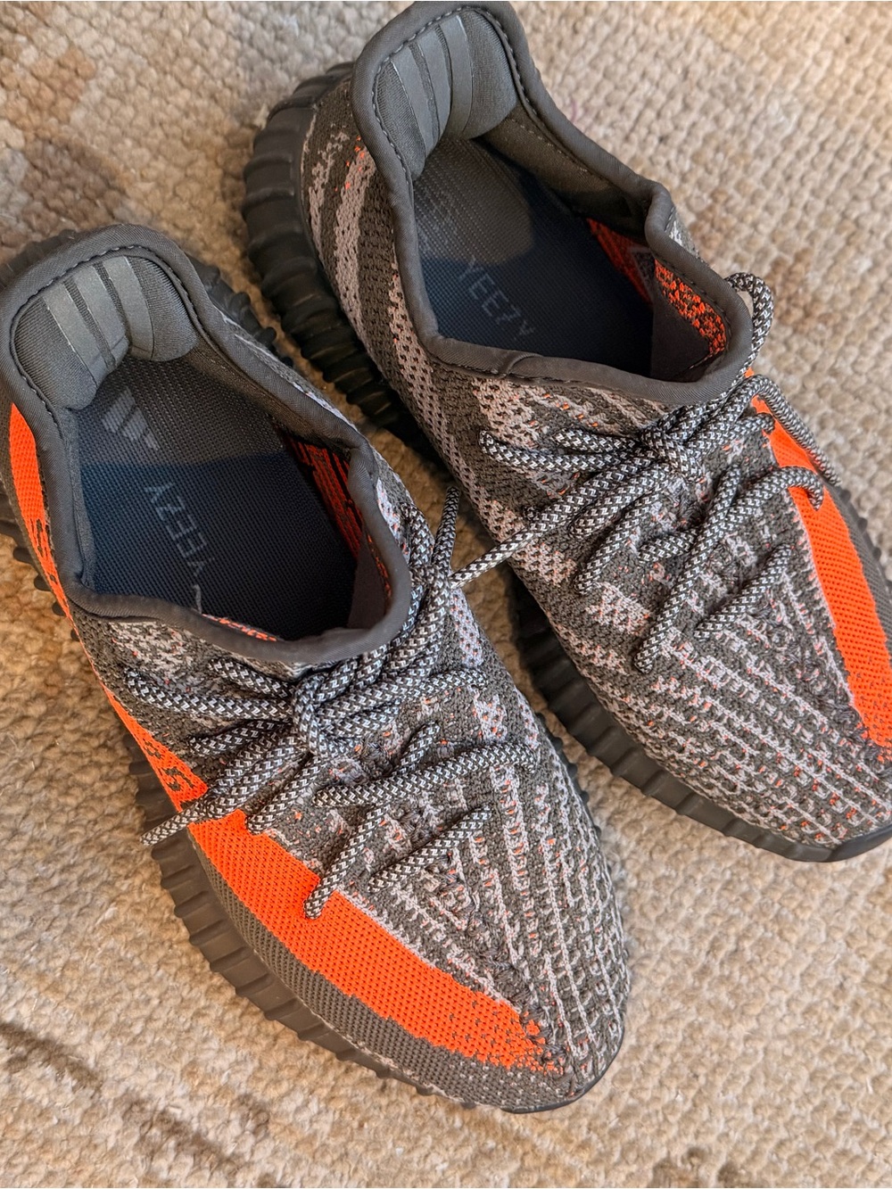 Yeezy Boost Style Men's Gray & Orange Knit Sneakers